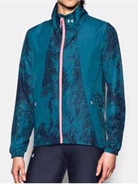 Under Armour Teal & Navy Bomber Jacket with Coral Zip
